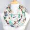 Maple leaf printed Infinity voile scarf