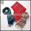 2015 New design Mixed color Wool Scarf with fringe