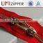 Red zipper cotton tape with double sliders brass zipper for sofa