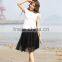 New Fashion Stylish Women's Elastic Waist Knee-length Chiffon Pleated Beach Skirt