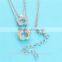 Silver Zircon Flower Necklace Pendant Chain Necklace For Party