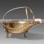 Pure Handmade Bronze Art Hanging Brass Tea Pot, Decorative Brass Casting Square Teapot WIth Lid