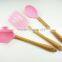 32016 Kitchen Utensils 3pcs silicone tools with bamboo handle