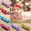 2016 New Style Newborn Baby Rhinestone Elastic Satin Fabric Flower Headband for Girls