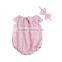 Hot Sale Summer Bouqitue Baby Clothing Rompers Plain Color Baby Girl Lace Rompers With Headband