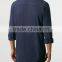 new model Navy blue Double Pocket Twill Long Sleeve Casual Shirt