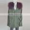 Myfur Latest Purplish Red Real Raccoon Fur Hood Faux Fur Lining Parka Wholesale