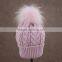 Myfur Stylish Animal Fur Ball Hat Fluffy Raccoon Pom Poms Knit Hat