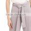 2017 OEM women tie sash high waist fully lined pants