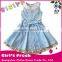 Custom summer dresses for little girls blue striped bowknot sleeveless dress design kids