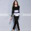 long sleeve clothes women stripe elegance cotton ladies 2 piece suit for women