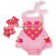 Skirted romper pattern,infant baby girls tie romper for Valentine's Day M5111305