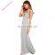 Sleeveless Deep V neck ruffle design women evening dresses gown