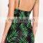 leaf print slinky v neck ladies summer shift dress green shift dress for women