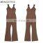 China supplier fashion sleeveless bandage deep-v neck women jumpsuit sexy