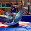Kids and adults outdoor mechanical rodeo shark rides games with inflatable mattress for sale