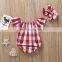 White and red plaid style romper cute and Soft Baby Girls Romper wholesale price