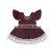 Latest Fashion Girl dress flutter sleeve lace tassel top Vintage red dress top