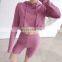 2020 new arrival custom logo sport wear long sleeve crop tops and biker shorts sets