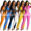 Women Fitness Tracksuit 2 Pieces Set Slim Crop Top Padded Sporting Leggings Active Wear Outfits Skinny Stretch Outwear