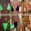 2019 New Summer Candy Color Sexy Halter Bandeau Bikini Split Swimsuit Tan Through Swimwear 2pc Set
