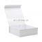 Customize logo printing white rigid folding magnetic flap clothing packaging gift box with ribbon
