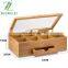 Natural Color Wooden Bamboo Tea Bag Organizer Storage Box