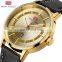 MINI FOCUS MF0033G Top Brand Men's Quartz Sport Wristwatch Date Clock Male Luxury Gold Leather Strap Military Watches