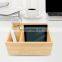 Compact Bamboo Wood Tea Organizer 3 Divided Sections Attached Handle Holder for Tea Bags Coffee Packets Sugar  Sweeteners