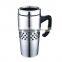 Stainless steel double wall 16oz travel mugs with handle and lid