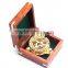 Beautiful Nautical solid brass round sundial compass With Rosewood box 13434