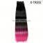 16inch100g 1b shed free straight pink ormber two tone color heat resistant high tempreture tight double drawn synthetic weft