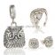 Vintage Owl Set Jewelry Value 925 Silver Ring Silver Stud Earrings Silver Jewelry Rhodium Sets S265