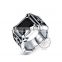 14MM Stainless steel vintage antiqued silver AAA black and red zircon ring wedding jewelry 6240015
