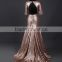 RSE671 Trumpet Mermaid Sexy Keyhole Open Back Sequin Bronze Mother Of The Bride Evening Dresses Short Sleeves
