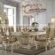 Ivory White Antique European Style Royal Hand Carved 8 Persons Long Dining Table With Matching Side Chair(MOQ=1 SET)