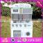 2017 New design pretend play white wooden toy kitchens for toddlers W10C267