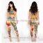 2014 Summer Hort Pants Party Evening Club Girl Clothes Set Vintage Print JumpsuitsNew Sexy Women Bodycon Bandage Dress S