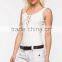 summer nice design women white belted linen shorts wholesale