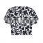 Womens cotton full printing loose back zipper-up shirt/blouse