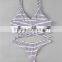 High Rise Stripe Thong Swimsuit Bandage Bikinis Foe Sexy Women