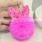 Lovely Pink Color Rabbit Fur Ball Bag Pendant Fur Pompom Keychain Keyring