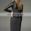 Women's high quality stripe pencil dress with lace panel peplum waist dress