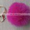 Factory wholesale 7 cm 8 cm 9 cm real rabbit fur pompom keychain