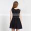 T-D005 Black Splicing Net Tight Waist Short Chiffon Women Dress