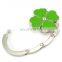 promotional gifts four-leaf clover shape metal enamel handbag hooks