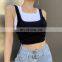 Hot Wholesale Women's Ladies Sexy Skinny Thin Fake Two Piece Crop Top