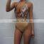 2016 Best Seller Hawaii Beach Bathing Suit High Waisted Push Up Bikini Deep V Sey Tie Dye Women Swim Suit Bandage Bikinis Khaki