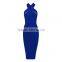Summer dress wholesale luury 2016 new fashion blue halter sey women evening party bandage Dress Bandage Bodycon Women Wearing