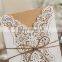 White Elegant Laser Cut Pocket Folded Wedding invitations Whit Envelope